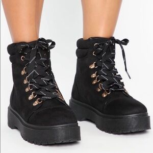 Fashion nova Black Lace-Up Ankle Boots